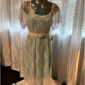 Brittany Black new fitted spandex and lace dress.